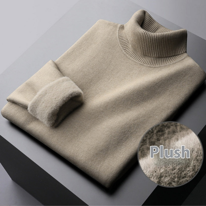 Fleece Turtle Neck Sweater Winter Warm Elegant Thick Knitted Pullover Tops Women's Clothing